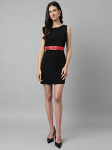 Red Women's Vegan Leather Belt and Gold Buckle - TOSSIDO