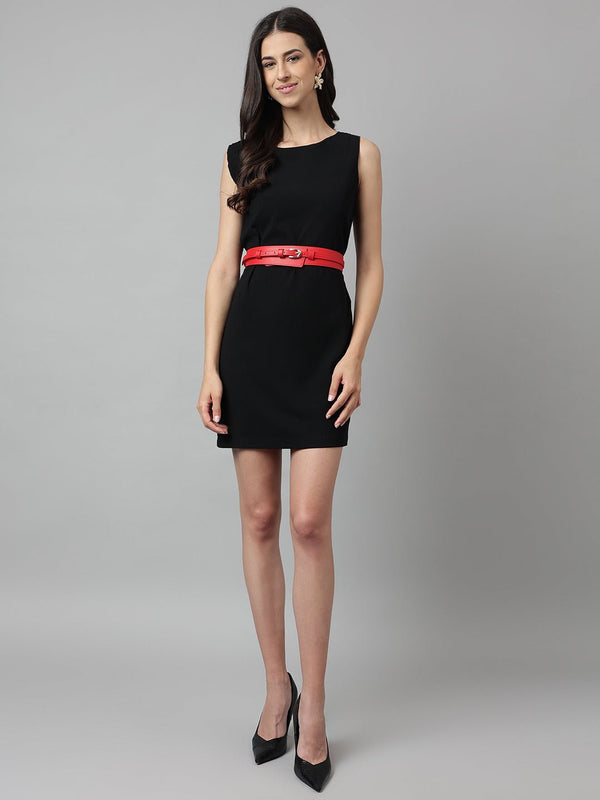 Red Women's Vegan Leather Belt and Gold Buckle - TOSSIDO