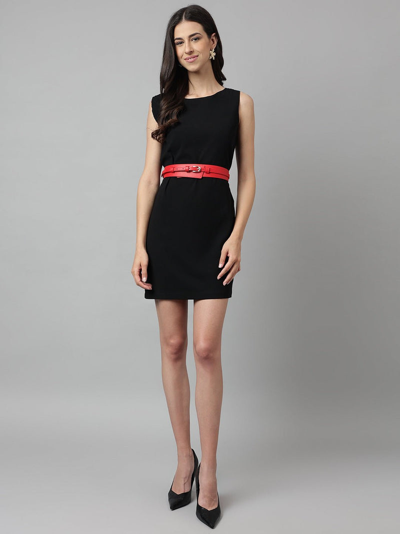 Red Women's Vegan Leather Belt and Gold Buckle - TOSSIDO