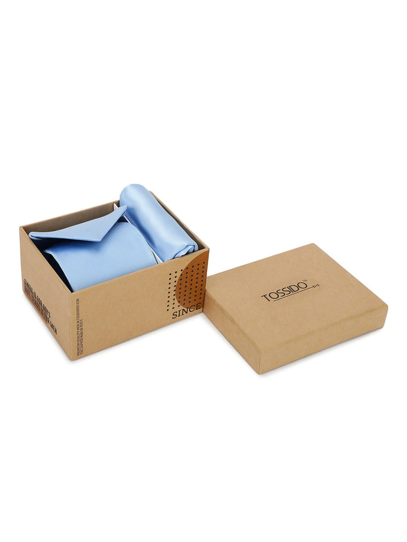 Sky Shine Necktie & Pocket Square - TOSSIDO