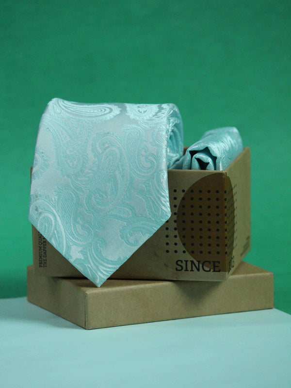 Turquoise Paisley Necktie & Pocket Square Giftset