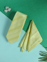 Yellow Striped Necktie & Pocket Square Giftset