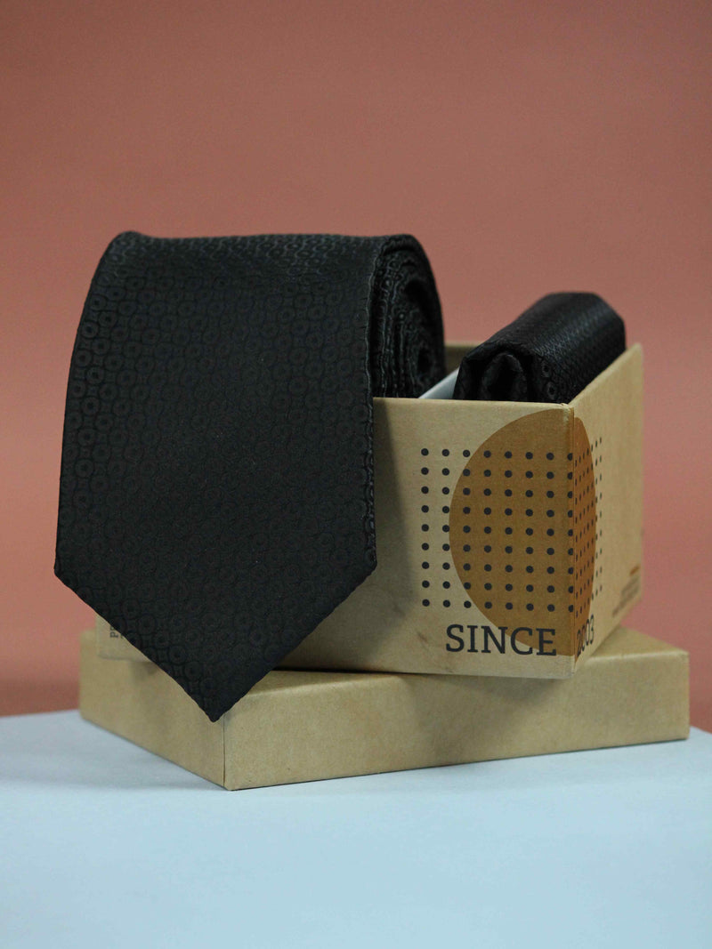 Black Necktie & Pocket Square Giftset