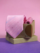 Pink Anchor Necktie & Pocket Square Giftset