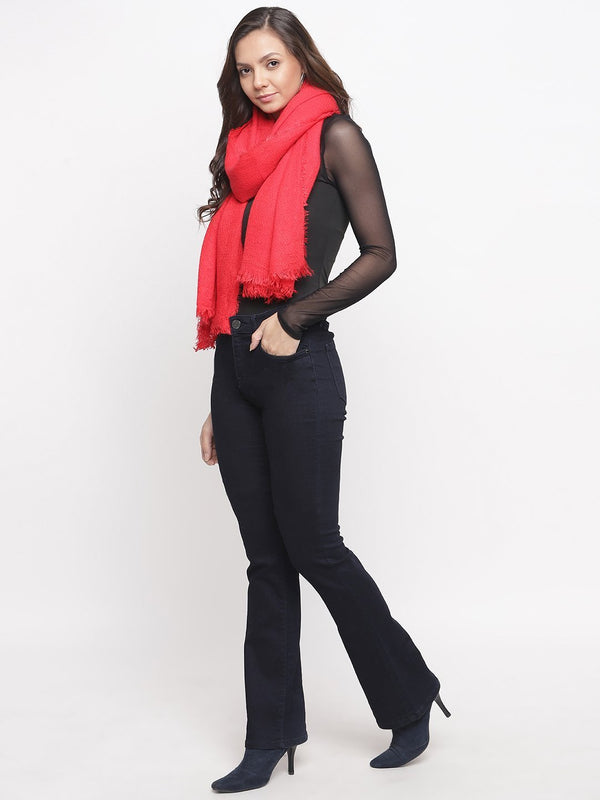 Tossido Winter Wear Red Stole for Ladies - TOSSIDO