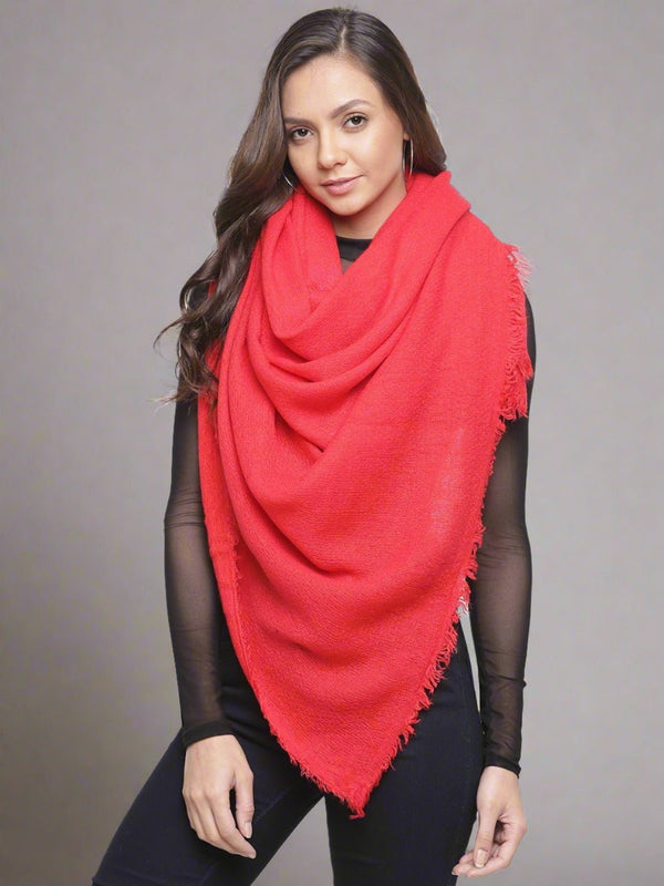 Tossido Winter Wear Red Stole for Ladies - TOSSIDO