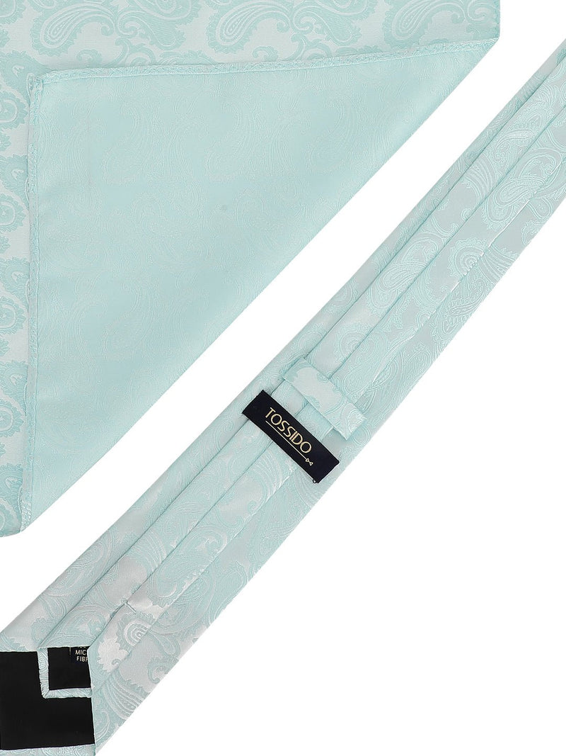 Turquoise Paisley Necktie & Pocket Square Giftset - TOSSIDO