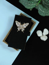 White & Gold Metal Butterfly Brooch - TOSSIDO