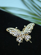 White & Gold Metal Butterfly Brooch - TOSSIDO