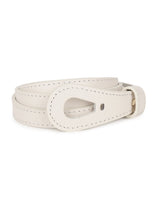 White Slim Vegan Leather Women's Belt - TOSSIDO