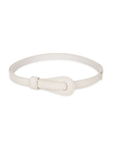 White Slim Vegan Leather Women's Belt - TOSSIDO