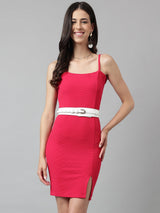 White Women's Vegan Leather Belt and Gold Buckle - TOSSIDO