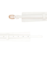 White Women's Vegan Leather Belt and Gold Buckle - TOSSIDO