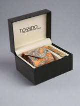 Yellow Paisley Necktie & pocket square giftset - TOSSIDO