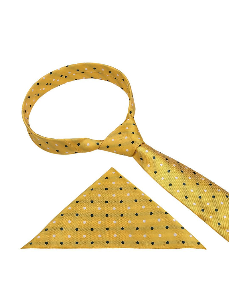 Yellow Polka Necktie & Pocket Square Giftset - TOSSIDO
