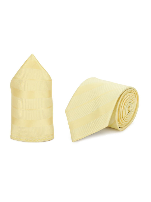 Yellow Striped Necktie & Pocket Square Giftset - TOSSIDO