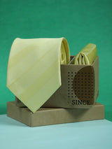 Yellow Striped Necktie & Pocket Square Giftset - TOSSIDO