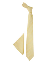 Yellow Striped Necktie & Pocket Square Giftset - TOSSIDO