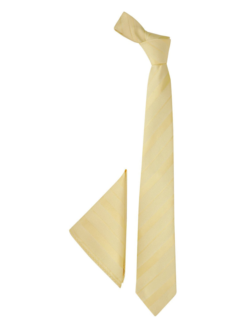 Yellow Striped Necktie & Pocket Square Giftset - TOSSIDO